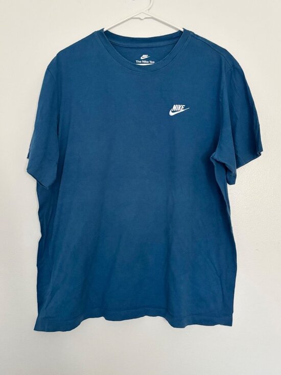 Nike Other - Nike Mens Blue Tee Shirt Large Embroidered Logo Cotton Casual Crewneck